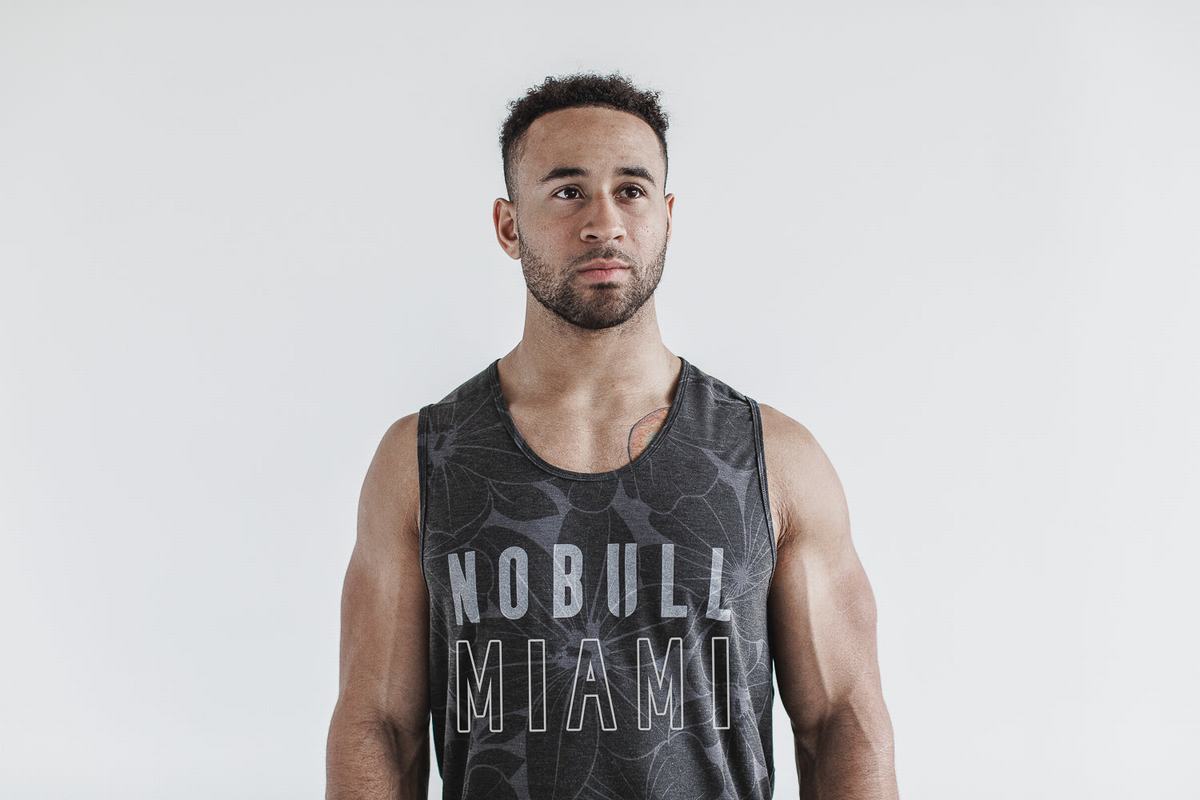 Nobull Miami Men\'s Tank Tops Grey | Australia (DN8231)